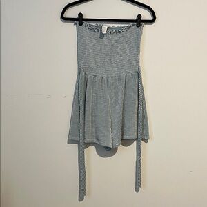 Caution To The Wind Blue Striped Romper